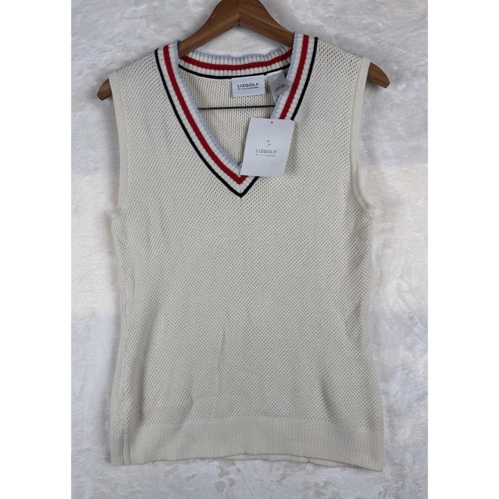 Vtg‎ Liz Claiborne LizGolf Sleeveless Knit Safari Top M 90s Y2K Tenis Pickleball